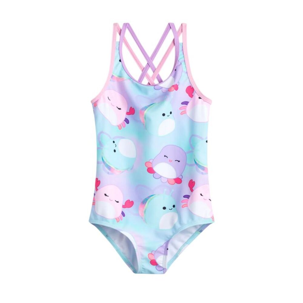 Squishmallows Girls Characters All-Over Print One Piece Bathing Suit / Multicolo